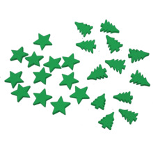 Zelené hvězdy a vánoční stromky k dekoraci