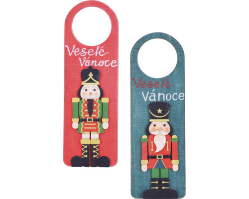 Visačka na dveře panáček NUTCRACKER Dva vánoční závěsy na dveře s motivem louskáčka