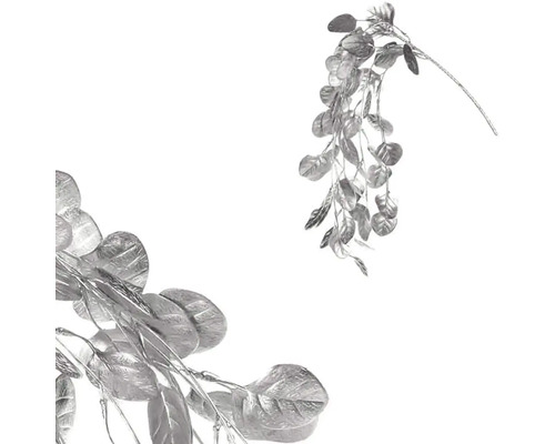 Umělá větev převis 64 cm matná stříbrná Dekorativní stříbrný eukalyptový věnec