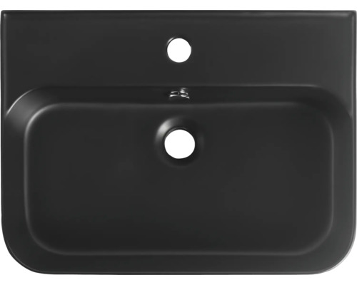 Černé keramické umývátko pro montáž na stěnu