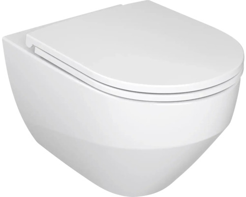Závěsné WC set RAVAK Zante bez splachovacího kruhu bílá vč. WC prkénka X01866 Závěsný hlubokosplachovací klozet s WC sedátkem