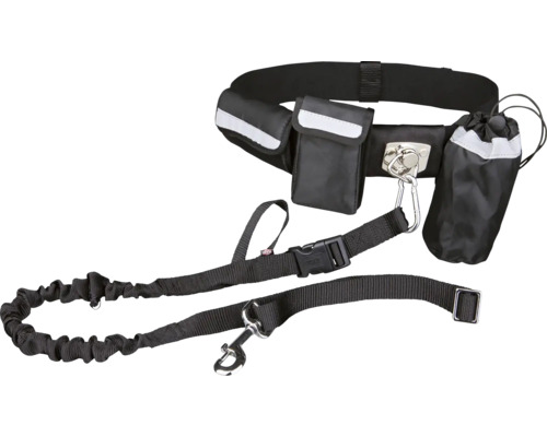 Běžecký set s vodítkem pro psy, bederním pásem, kapsami a držákem na láhev
