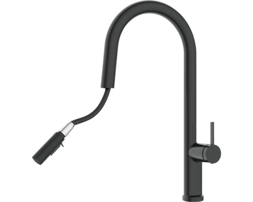 Černá kuchyňská baterie s výsuvnou sprchou