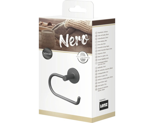 Balení černého držáku toaletního papíru s povrchovou úpravou proti otiskům prstů