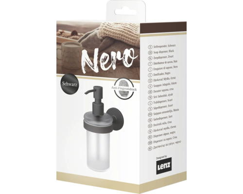 Balení černého dávkovače mýdla s ochranou proti otiskům prstů