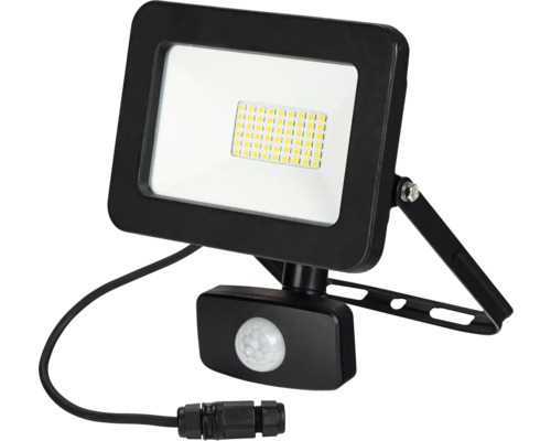 LED reflektor IP44 20W 3300lm 4000K černý se senzorem pohybu