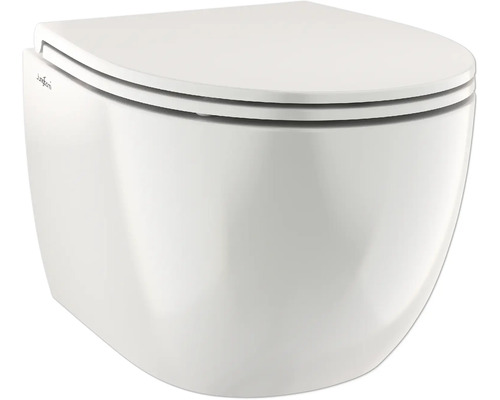 Závěsné WC Jungborn Mandara/Two 52 bez splachovacího kruhu se systémem splachování Turbo Flush bílé s WC sedátkem