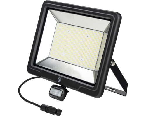 LED reflektor IP44 200W 33000lm 4000K černý se senzorem pohybu