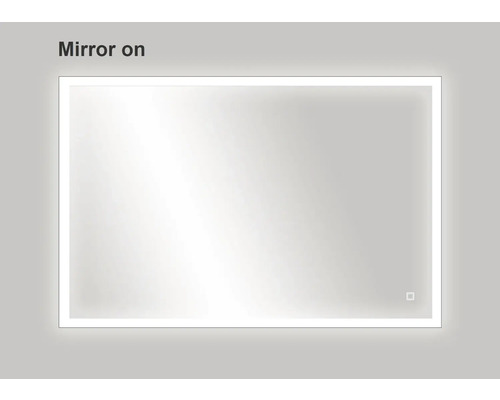 Obdélníkové zrcadlo se zapnutým LED osvětlením