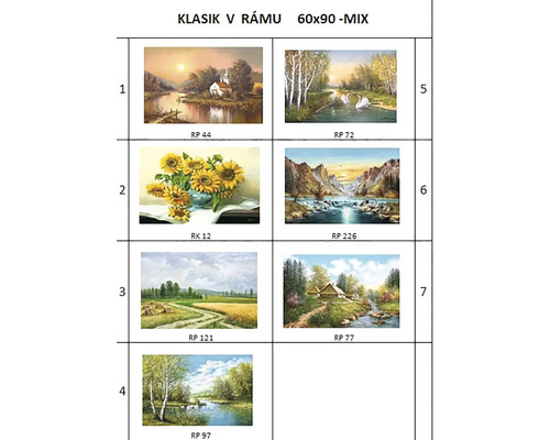 Obraz v rámu Klasik 6090 96x66 cm MIX druhů Obraz v rámu Klasik 6090 96x66 cm MIX druhů