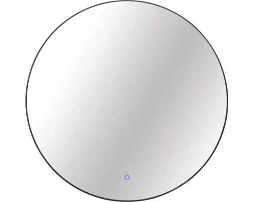 Kulaté zrcadlo do koupelny s osvětlením Round LED s černým rámem Ø 60 cm