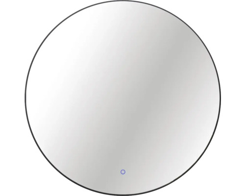 Kulaté zrcadlo do koupelny s osvětlením Round LED s černým rámem Ø 80 cm