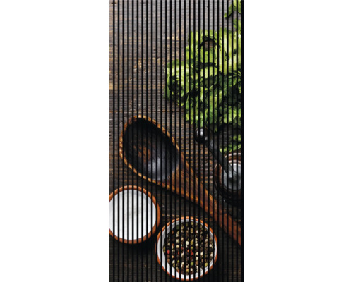 Designový akustický panel DIGI05M 1133x19x2400 mm Aranžmá s kořením, bylinkami a kuchyňským náčiním na dřevěném stole