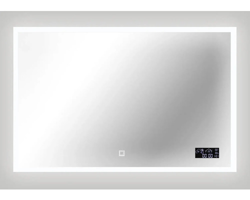 Obdélníkové zrcadlo do koupelny s osvětlením a digitálním displejem