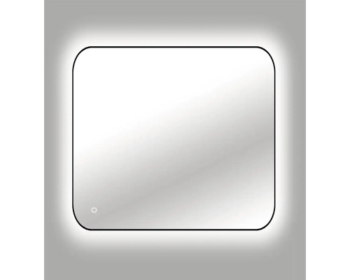 Obdélníkové zrcadlo se zaoblenými rohy a LED osvětlením