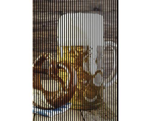 Designový akustický panel DIGI05K 1693x19x2400 mm Pivní korbel s preclíkem na stole