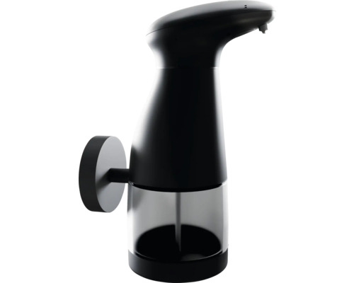 Černý dávkovač mýdla pro montáž na stěnu