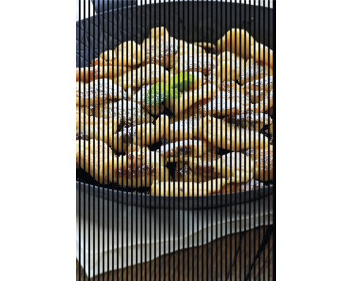 Designový akustický panel DIGI05W 1693x19x2400 mm Kaiserschmarrn s moučkovým cukrem a mátou v misce