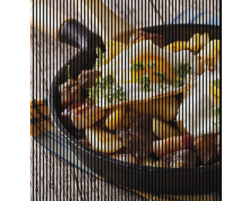 Designový akustický panel DIGI05Q 2253x19x2400 mm Selské snídaně v litinové pánvi na dřevěném stole