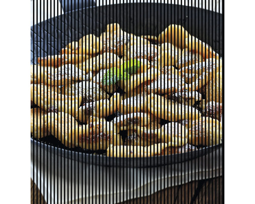Designový akustický panel DIGI05W 2253x19x2400 mm Kaiserschmarrn s moučkovým cukrem v pánvi