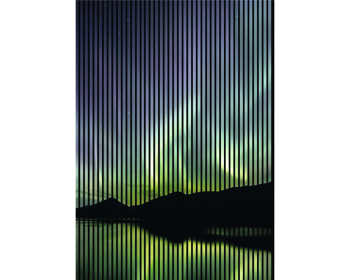 Designový akustický panel DIGI05F 1133x19x1195 mm Dekorativní ochrana soukromí s motivem polární záře
