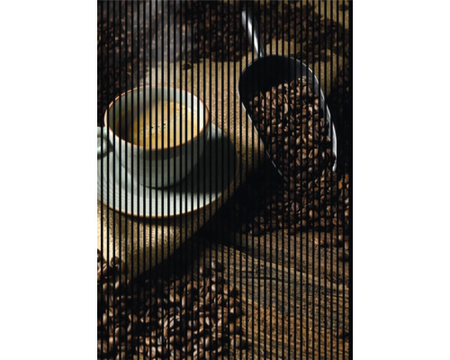 Designový akustický panel DIGI05G 1693x19x2400 mm Šálek kávy a kávová zrna s kávovou lopatkou