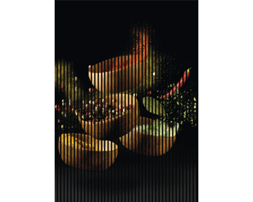 Designový akustický panel DIGI05H 1693x19x2400 mm Několik dřevěných naběraček naplněných různým kořením