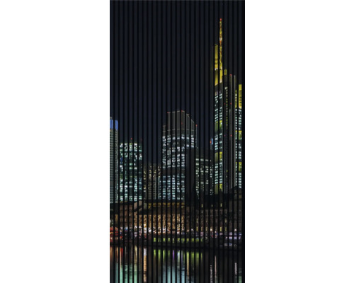 Designový akustický panel DIGI05J 1133x19x2400 mm Frankfurtské panorama v noci s odrazy ve vodě