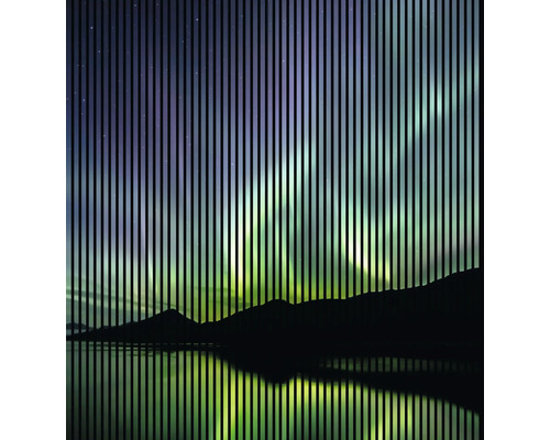 Designový akustický panel DIGI05F 2253x19x2400 mm Dekorativní okenní fólie s motivem polární záře a horské krajiny