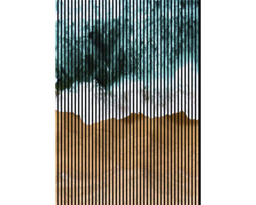 Designový akustický panel DIGI05D 1693x19x2400 mm Dekorativní plážový obrázek s vertikálními liniemi