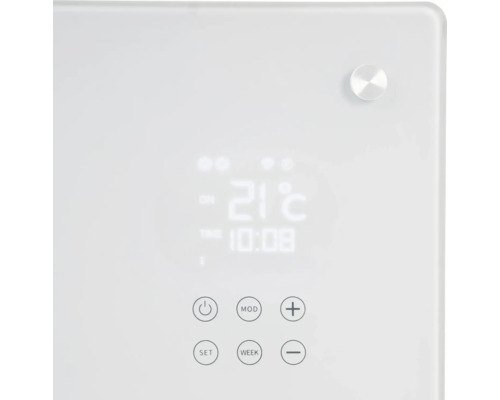 Detailní záběr termostatu radiátoru s digitálním displejem