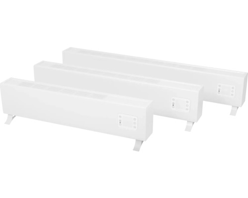 Tři bílé elektrické ohřívače různých velikostí