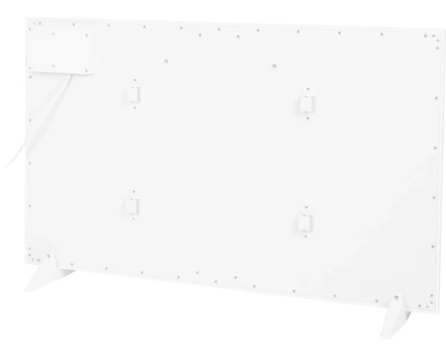 Zadní strana topného panelu s montážním zařízením a stojnými nohami