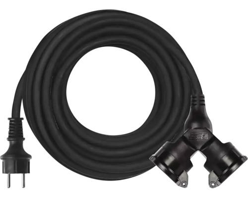 Prodlužovací kabel spojka gumový 15m 2Z 3x 1,5mm, IP44 černá