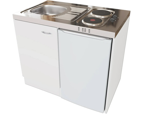 Mini kuchyňka s dřezem, varnou deskou a lednicí