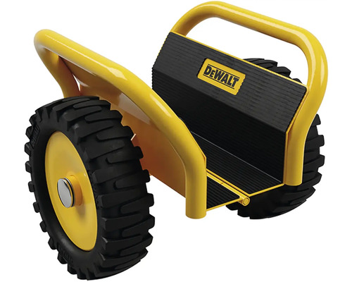 Logo DeWalt na válečku pro přepravu materiálu s kolečky