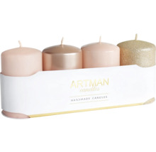 Sada svíček se čtyřmi svíčkami v nádobě