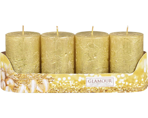 Čtyři válcové svíčky v krabici