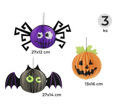Sada halloweenských dekorací s pavoukem, netopýrem a dýní