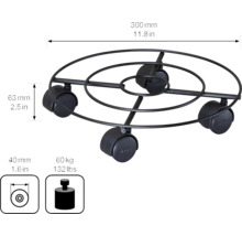 Květinový vozík z kovu, průměr 300 milimetrů, s maximální nosností 60 kilogramů