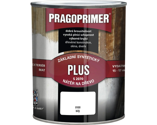 Pragoprimer Plus je základní barva na dřevo, syntetická rychleschnoucí k základním a podkladovým nátěrům dřeva.