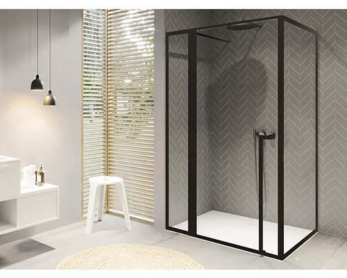 Sprchové dveře s boční stěnou Riho Lucid GD203 XL 110x90x200 cm barva rámu černá GD211B090