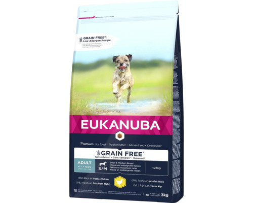 Granule pro psy malých a středních plemen Eukanuba Adult Small & Medium Grain Free Chicken kuřecí 3 kg​