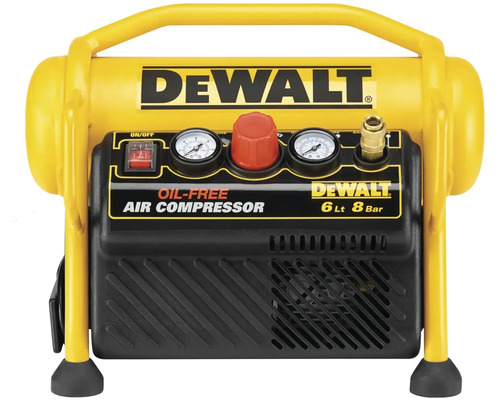 Vzduchový kompresor Dewalt, bezolejový, objem nádrže 6 litrů, maximální tlak 8 barů