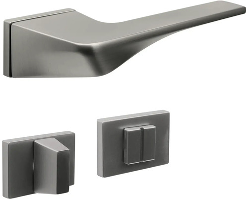 Sada kliky ke dveřím z kovu s klikou, rozetou a otočným knoflíkem