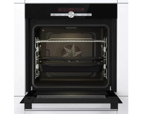 Otevřená trouba s plechem na pečení a roštem