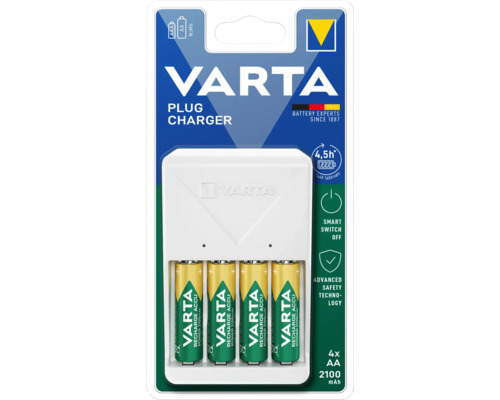 Nabíječka Varta Plug Charger + 4x baterie AA 2100 mAh R2U