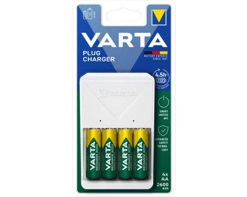 Nabíječka Varta Plug Charger + 4x baterie AA 2600 mAh