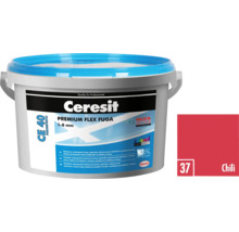 Ceresit CE 40 Premium Flex spárovací hmota 1-8 mm v kbelíku s barevným vzorkem Chili