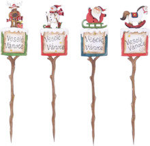 Dekorativní vánoční samolepky s motivy soba, sněhuláka, Santa Clause a houpacího koně